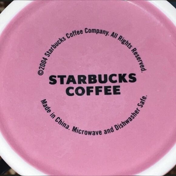 2004 Starbucks Dusty Rose White Starbucks Logo Coffee Mug Tea Cup 12oz. - Picture 2 of 3